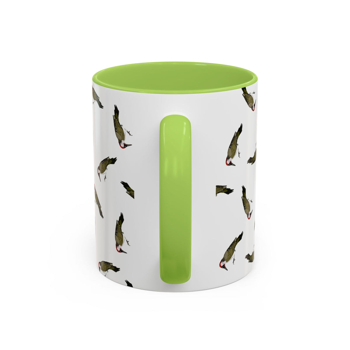 Grünspecht Tasse mit Streumuster | Vogelmotiv Kaffeebecher für Vogelbeobachter & Naturfreunde – Accent Coffee Mug, Birds Design