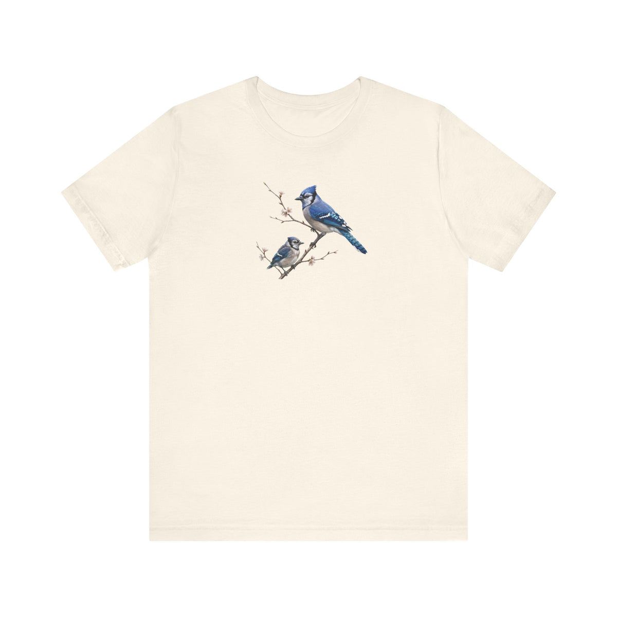 Blue Jay & Fledgling T-Shirt | Spring Blossoms Unisex Graphic Tee