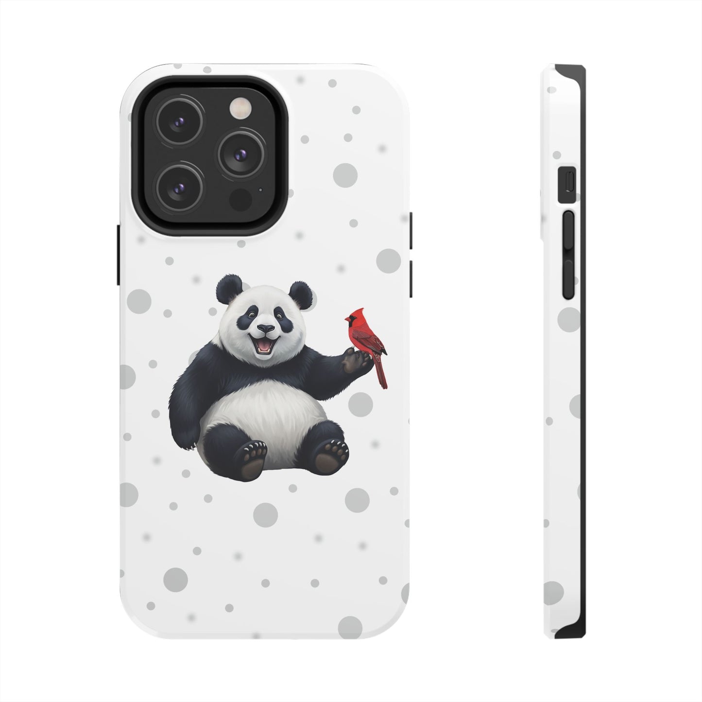 Cute Panda Bear with a Cardinal Animal iPhone Case - Dual-Layer PC/TPU Protective Cover for iPhone