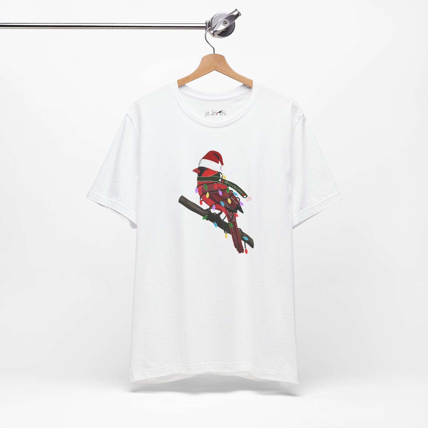 Cardinal with Fairy Lights Christmas Bird T-Shirt