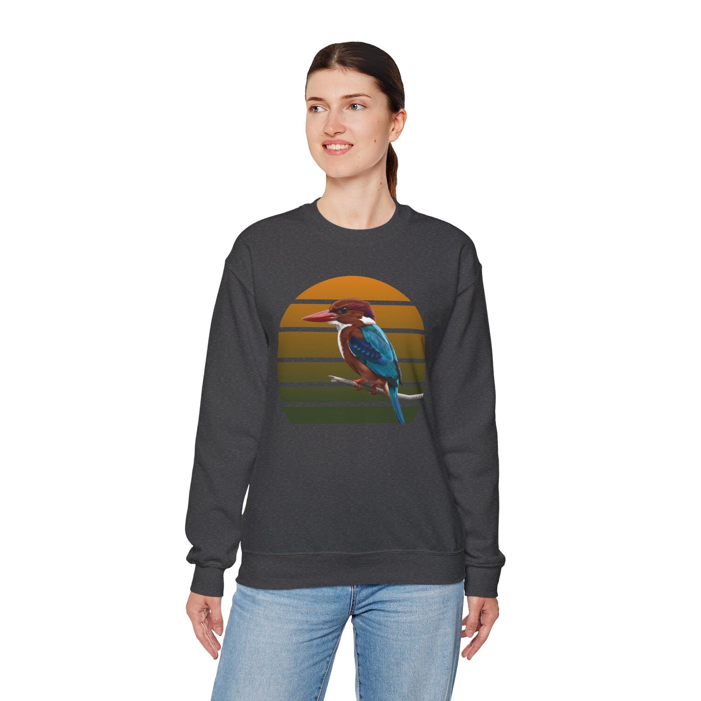 White-Throated Kingfisher Sweatshirt | Bird Watcher Crewneck | Unisex Songbird Gift for Bird Lovers
