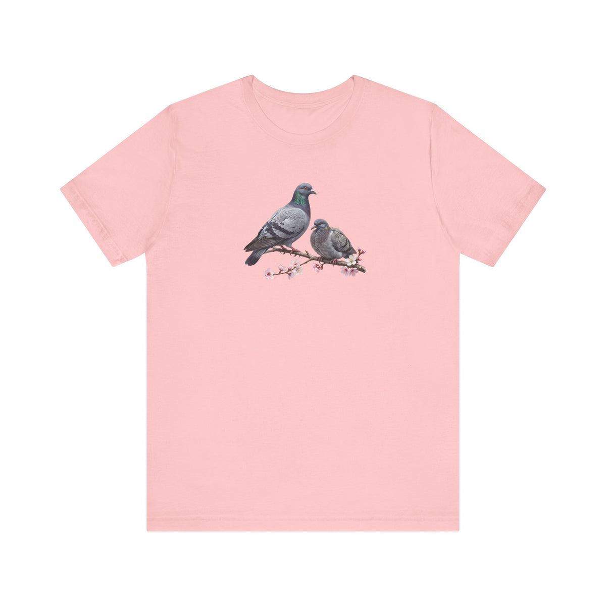 Pigeon & Fledgling T-Shirt | Spring Blossoms Unisex Graphic Tee