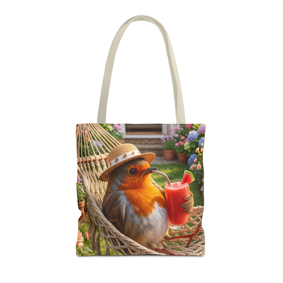 Robin Rosi Hammock and Smoothie Tote Bag - Summer Backyard Bird Watcher Gift