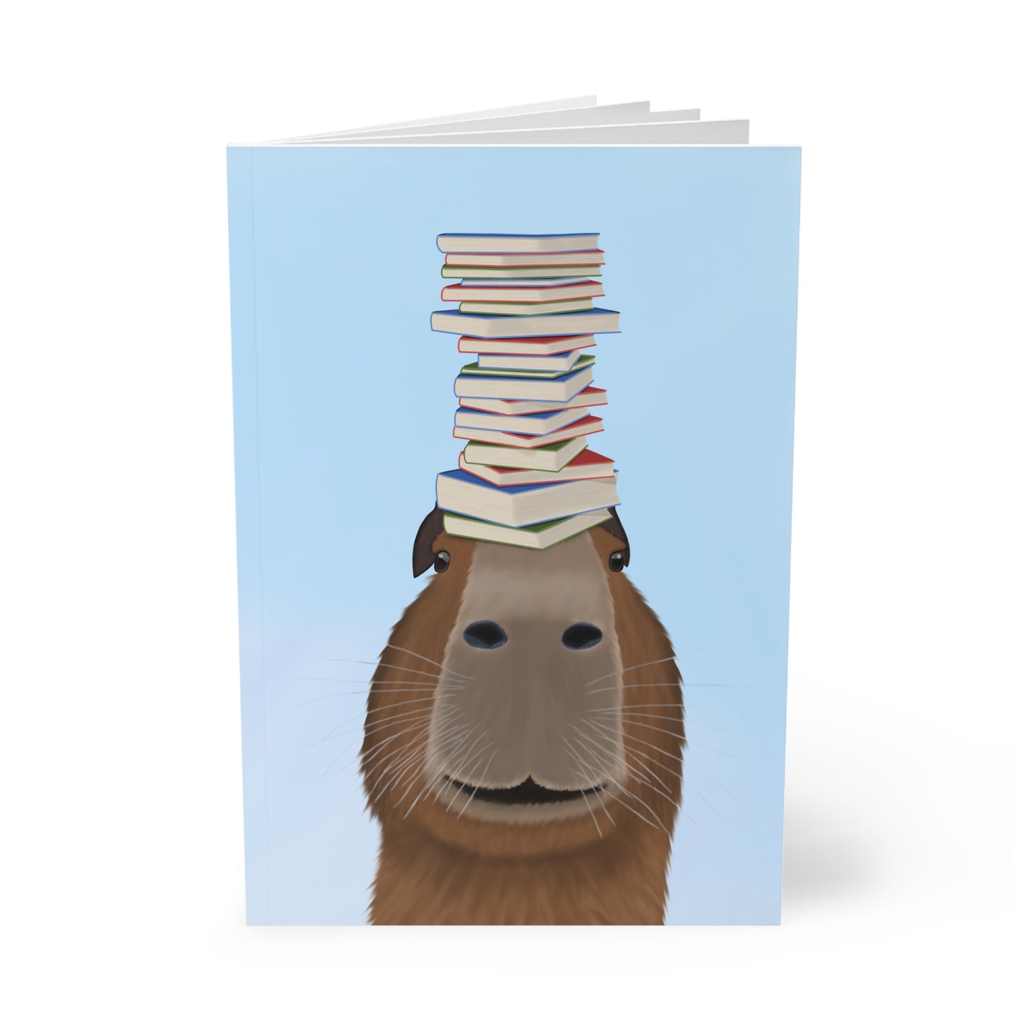 Capybara mit Büchern A5 Softcover Notizbuch 150 Seiten Liniert