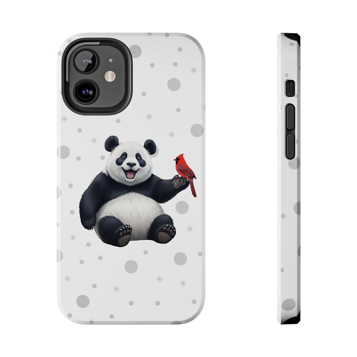 Cute Panda Bear with a Cardinal Animal iPhone Case - Dual-Layer PC/TPU Protective Cover for iPhone