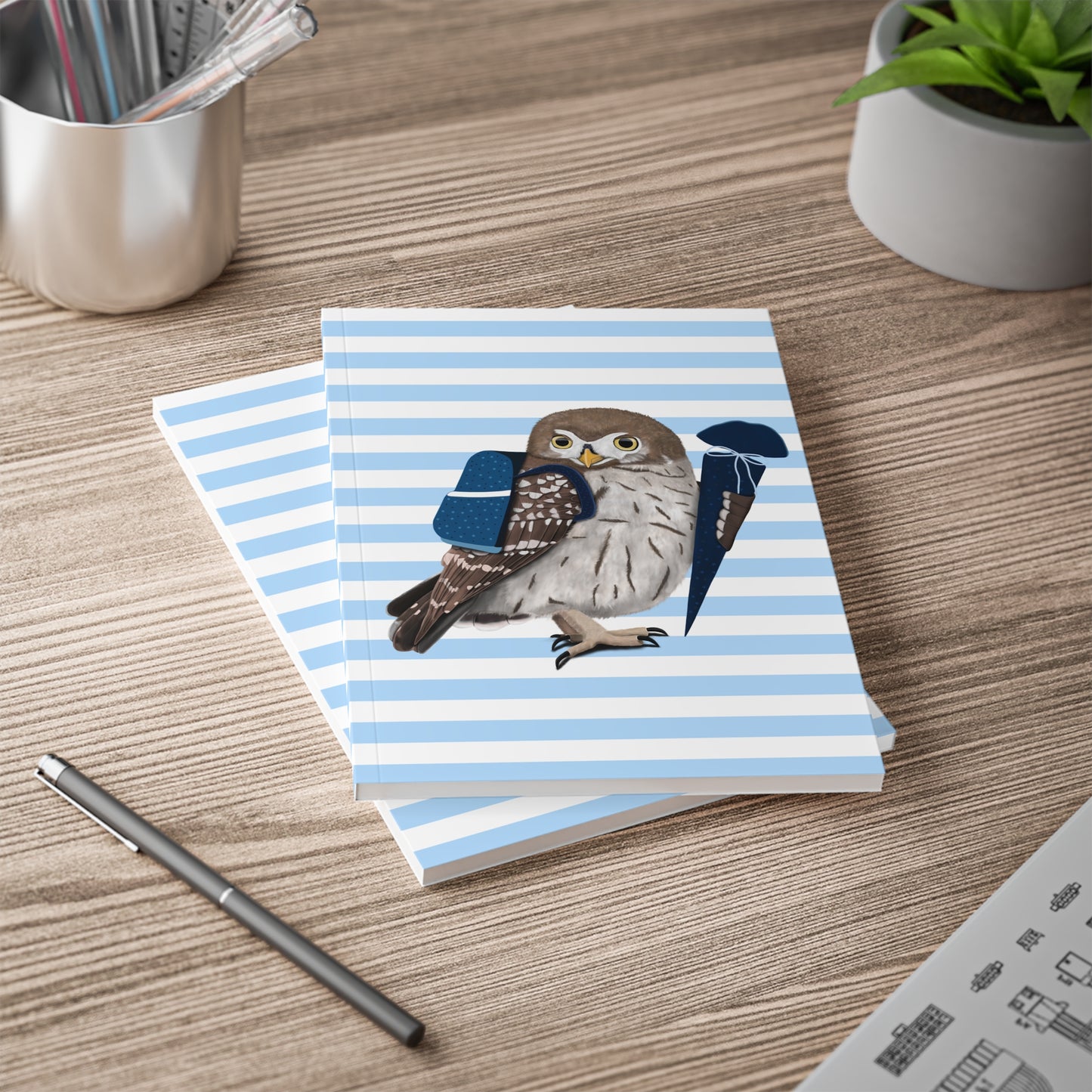 Eule Notizbuch Geschenk zur Einschulung A5 Softcover 150 Seiten Liniert