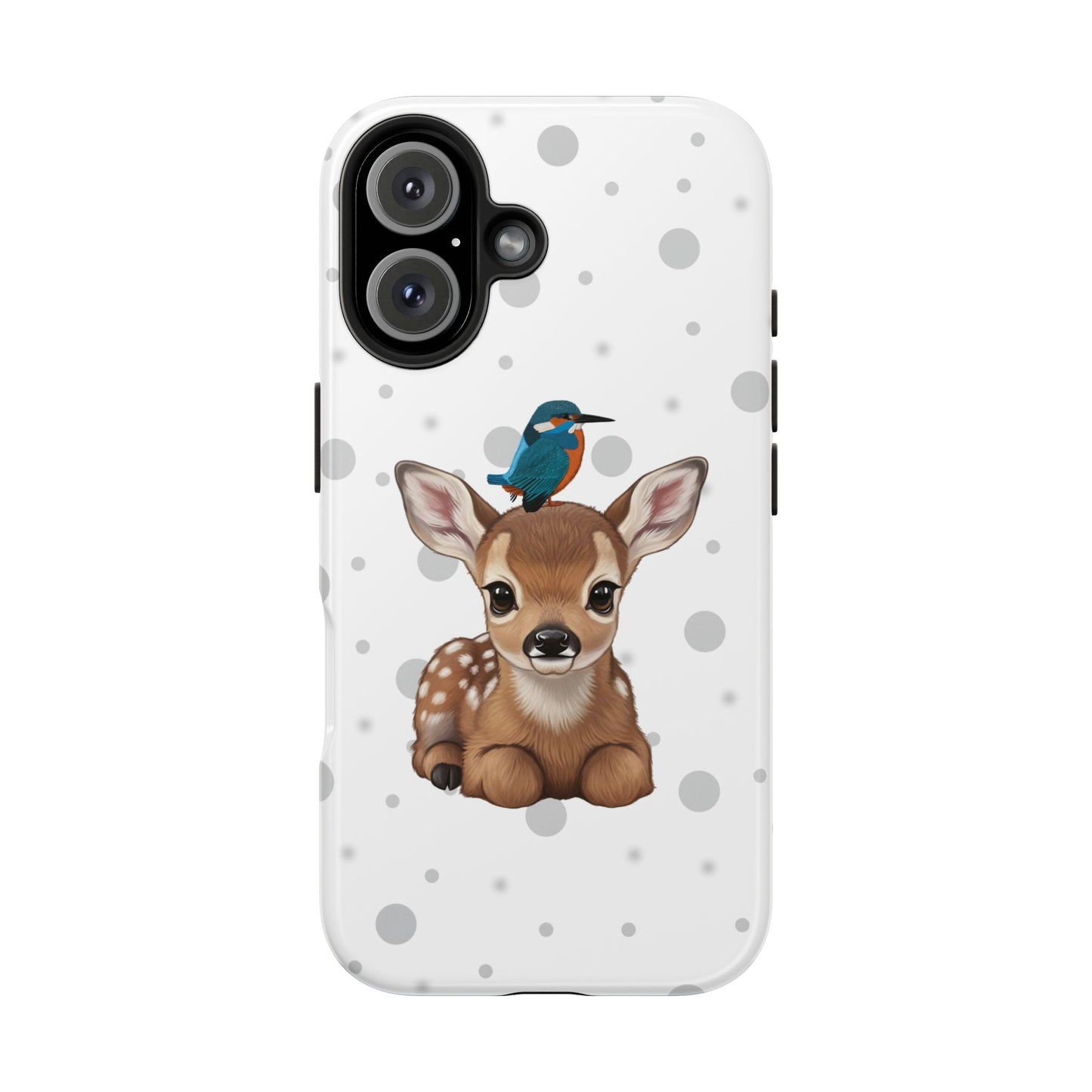 Cute Fawn with a Kingfisher Animal iPhone Case - Dual-Layer PC/TPU Protective Cover for iPhone