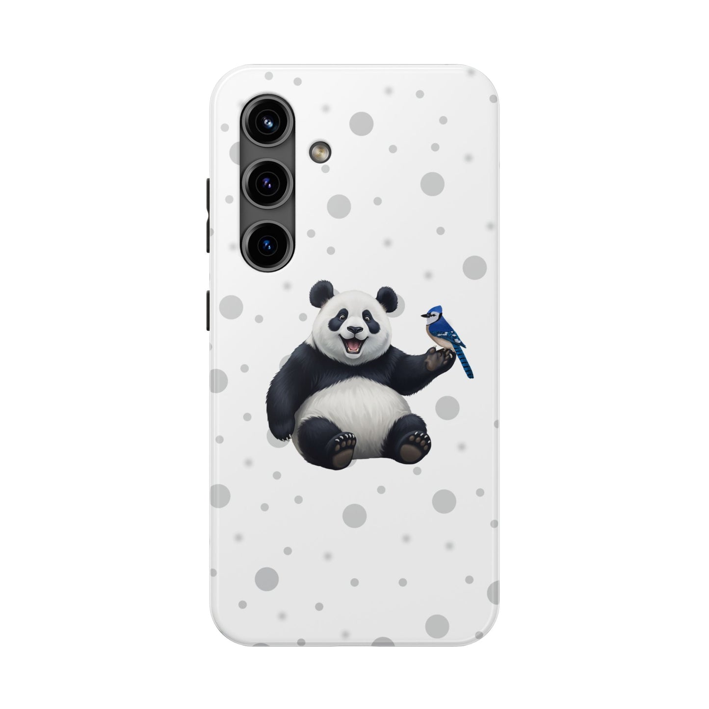 Cute Panda Bear with a Blue Jay Animal iPhone Case - Dual-Layer PC/TPU Protective Cover for iPhone