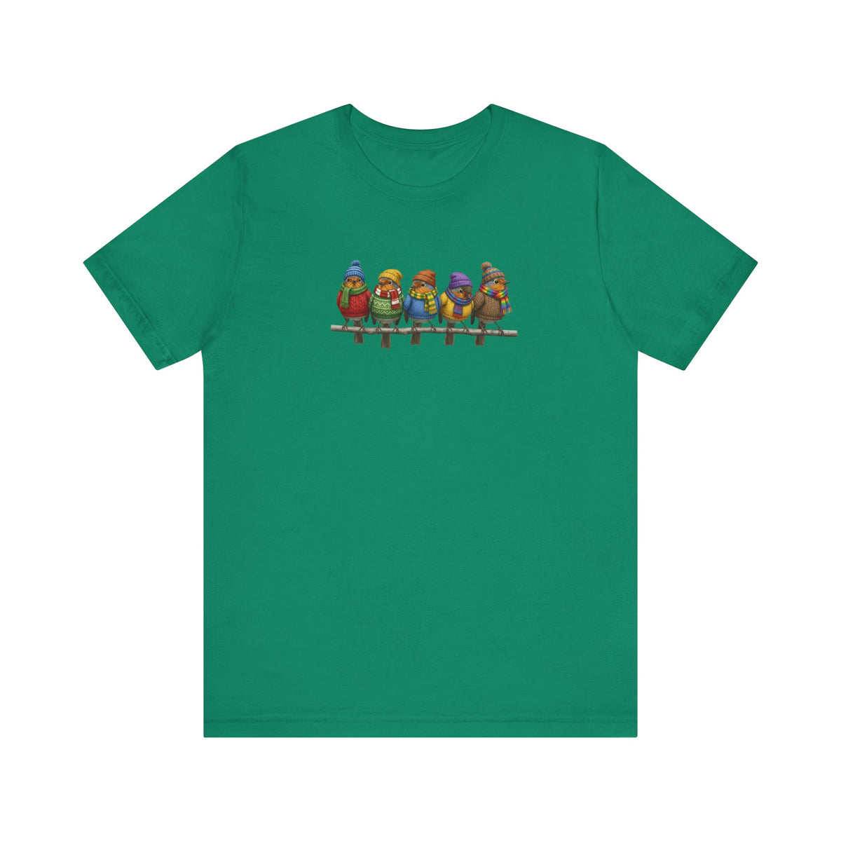 Rotkehlchen in Strick T-Shirt – Weiches Premium Shirt mit Einzigartigem Vogelmotiv