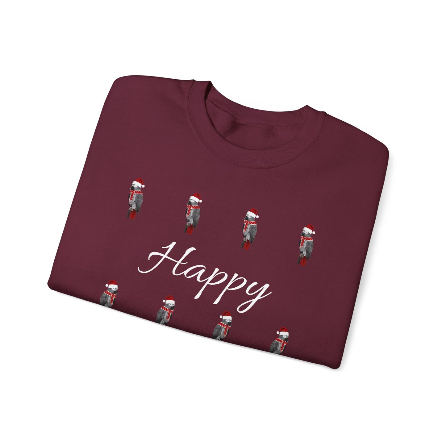 Grey Parrot as Santa with Hat and Scarf Happy Holidays Birdwatcher Christmas Bird Sweatshirt