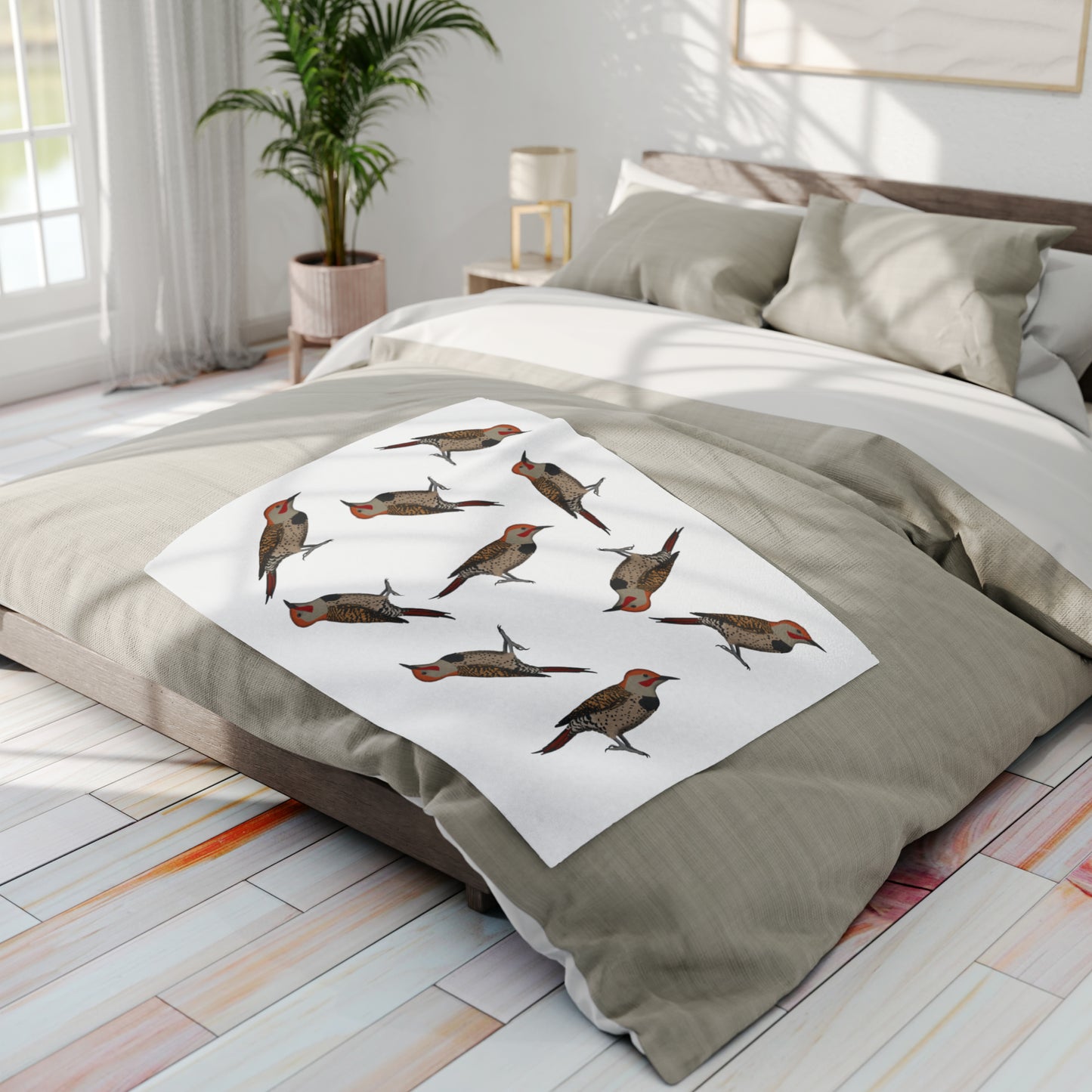 Northern Flicker Bird Arctic Fleece Blanket White