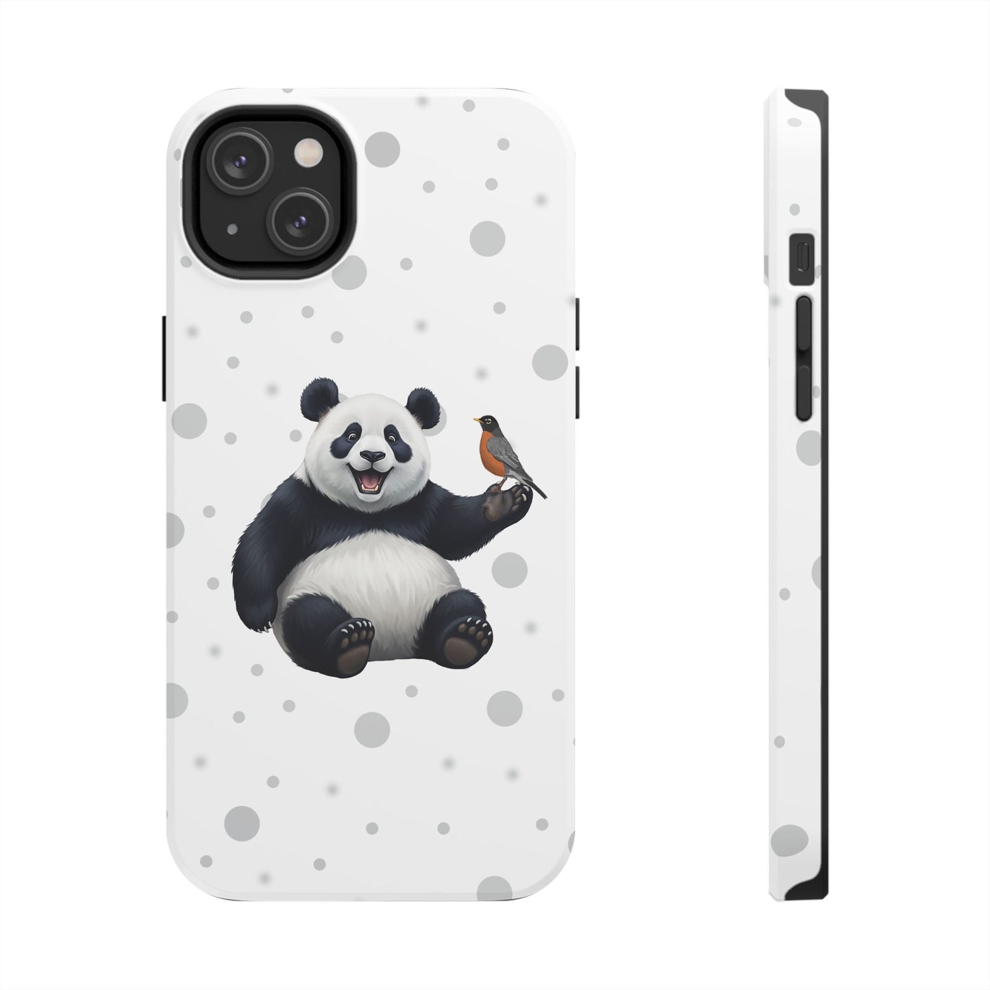 Cute Panda Bear with American Robin Animal iPhone Case - Dual-Layer PC/TPU Protective Cover for iPhone