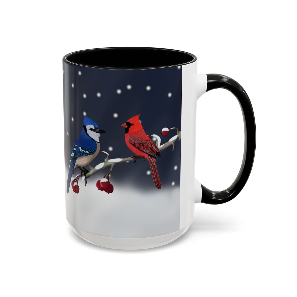Blue Jay and Cardinal Bird Coffee Mug | Ceramic Christmas Gift for Bird Lovers