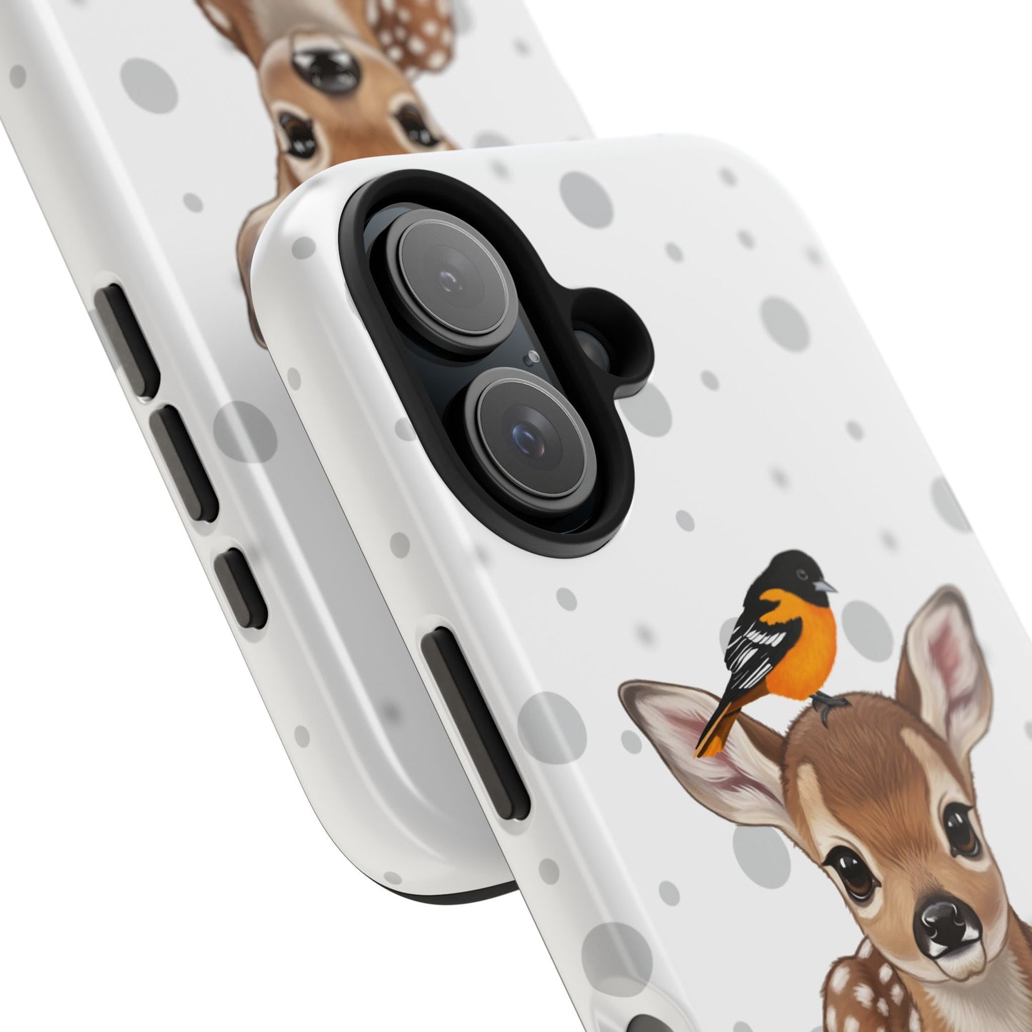 Cute Fawn with a Oriole Animal iPhone Case - Dual-Layer PC/TPU Protective Cover for iPhone