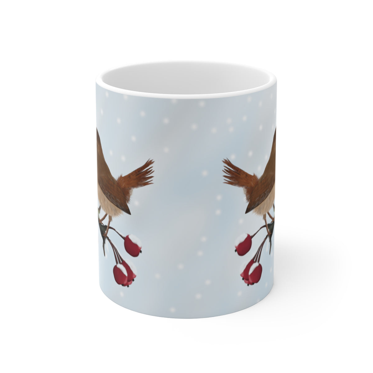 Wren Winter Bird Ceramic Mug 11oz - jz.birds