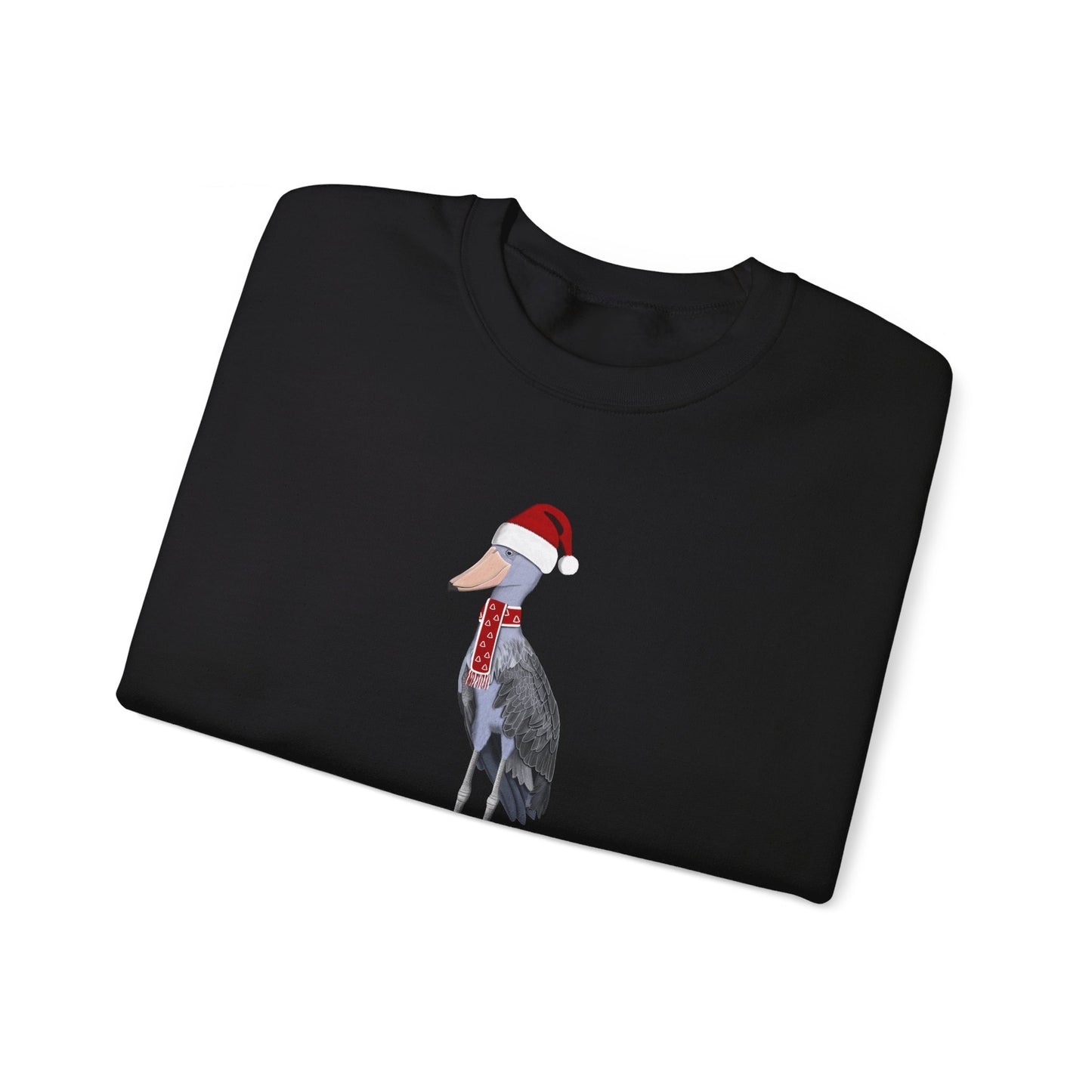 クリスマス帽子をかぶったハシビロコウのバードウォッチャー スウェットシャツ
