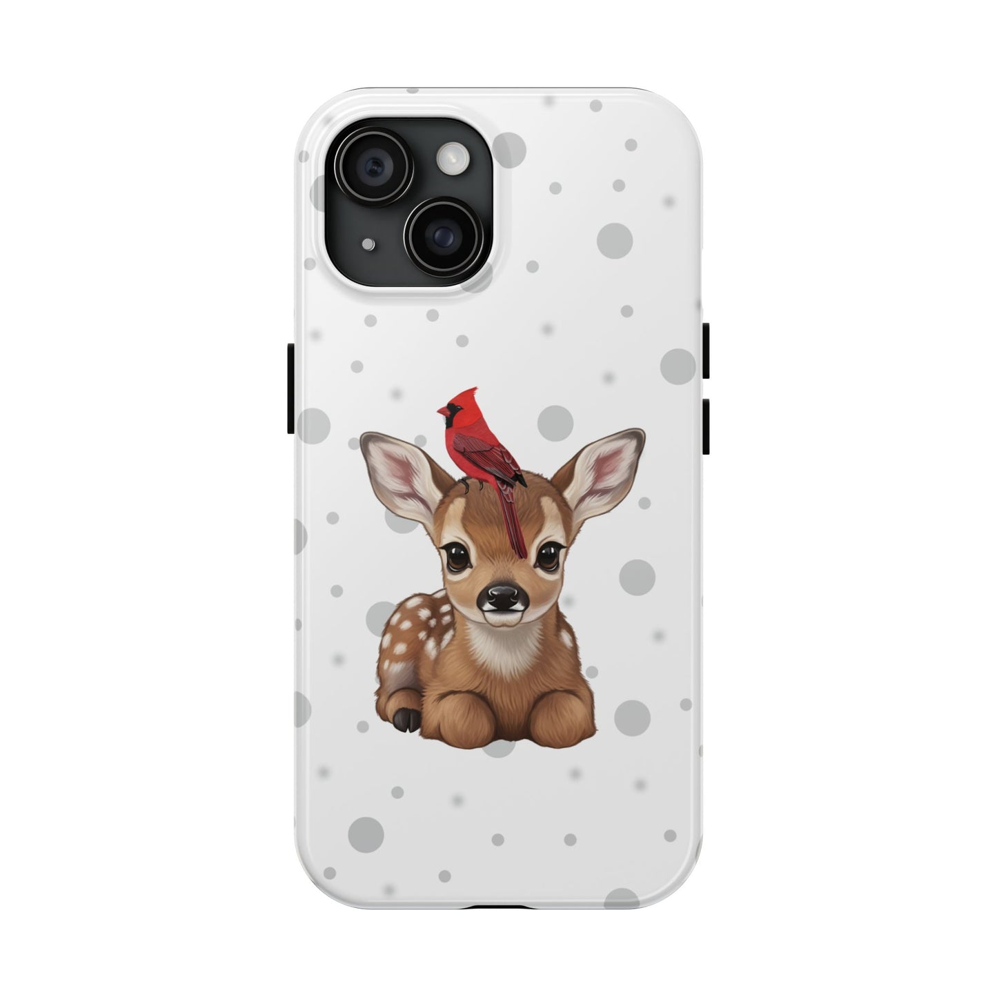 Cute Fawn with a Cardinal Animal iPhone Case - Dual-Layer PC/TPU Protective Cover for iPhone