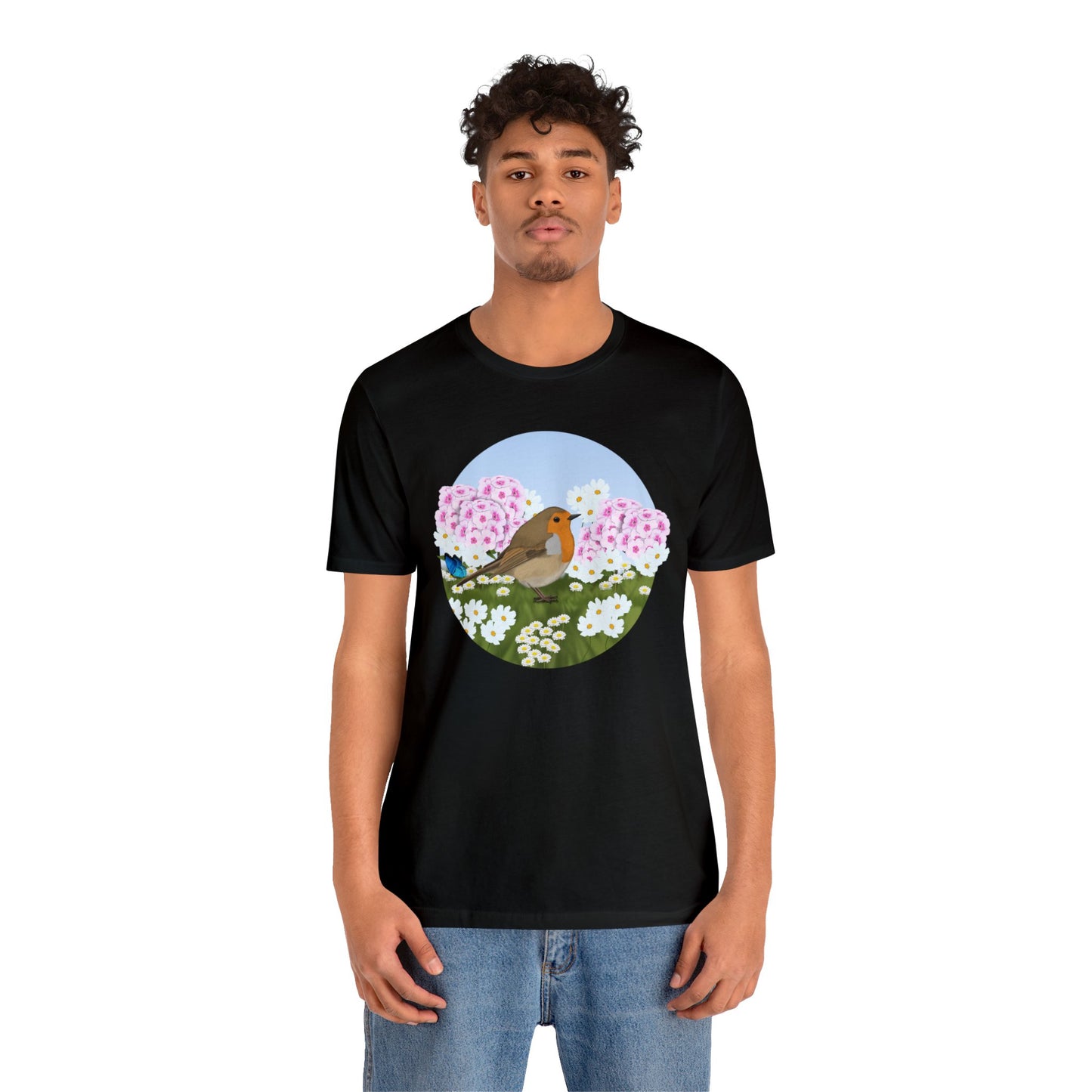 Robin and Summer Flowers Bird Tee