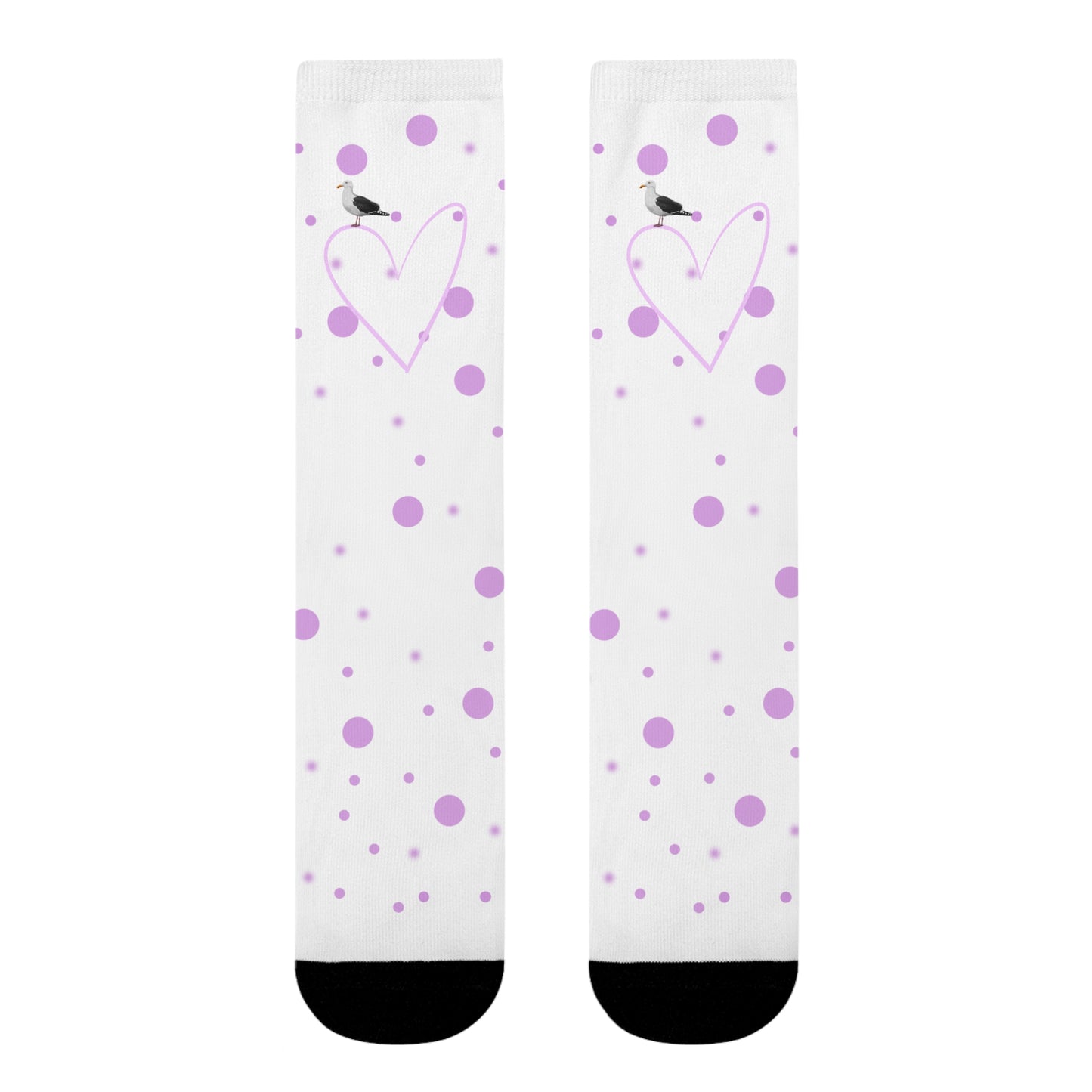 Möwe Vogel Socken mit Rosa Herz und Punkten Valentinstag