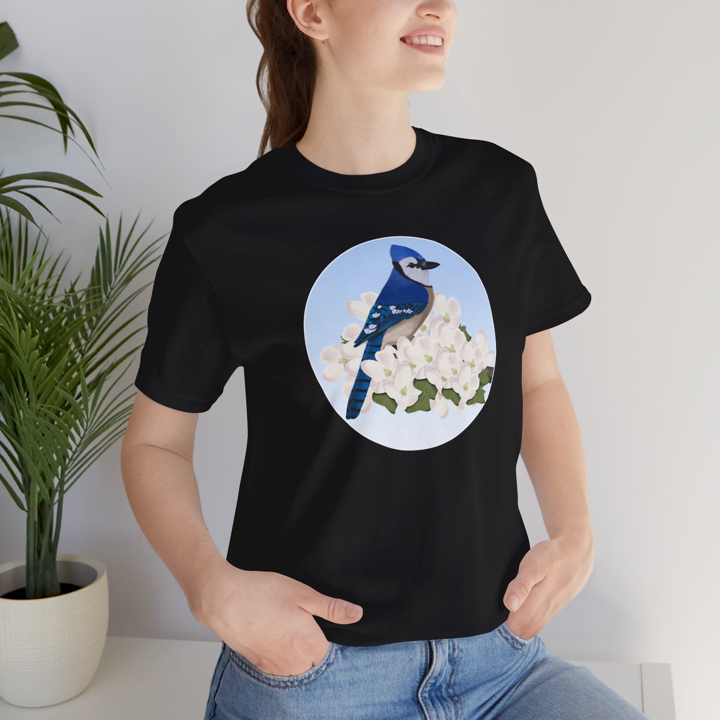 Blue Jay and Spring Apple Blossoms Bird T-Shirt