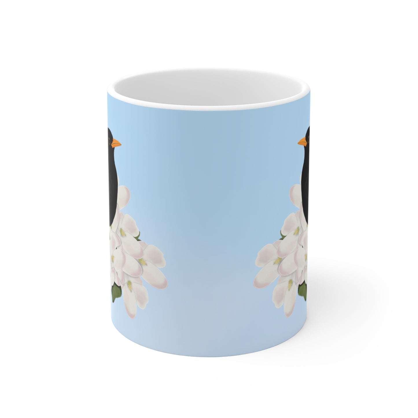 Blackbird Apple Spring Blossoms Bird Ceramic Mug 11oz - jz.birds