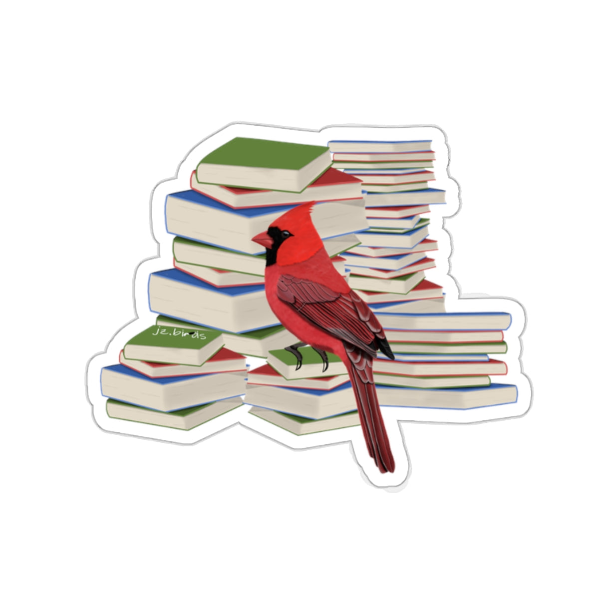 Cardinal Paper products – Bird and Books Birdlover Bookworm Sticker