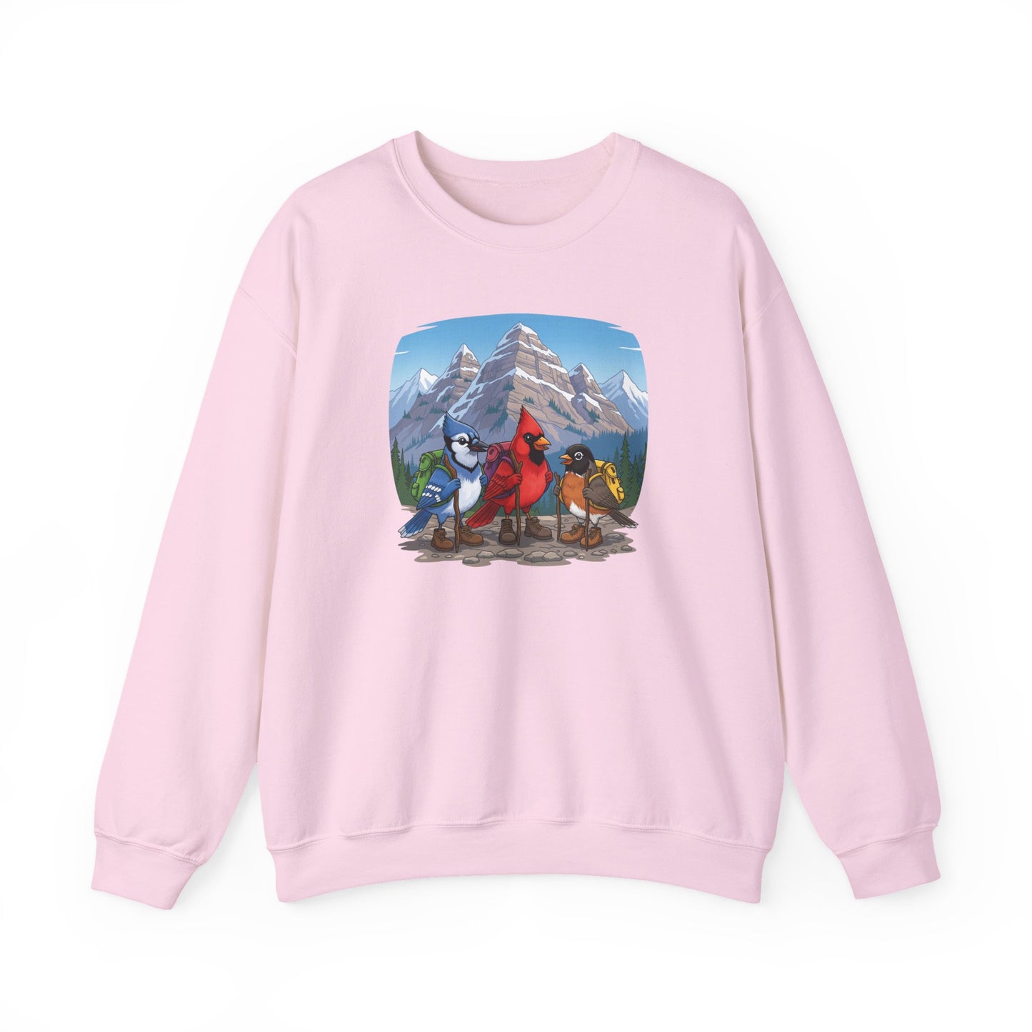 Birds Hiking Sweatshirt Funny Cardinal Robin Blue Jay on a Hike Bird Watchers & Bird Lovers
