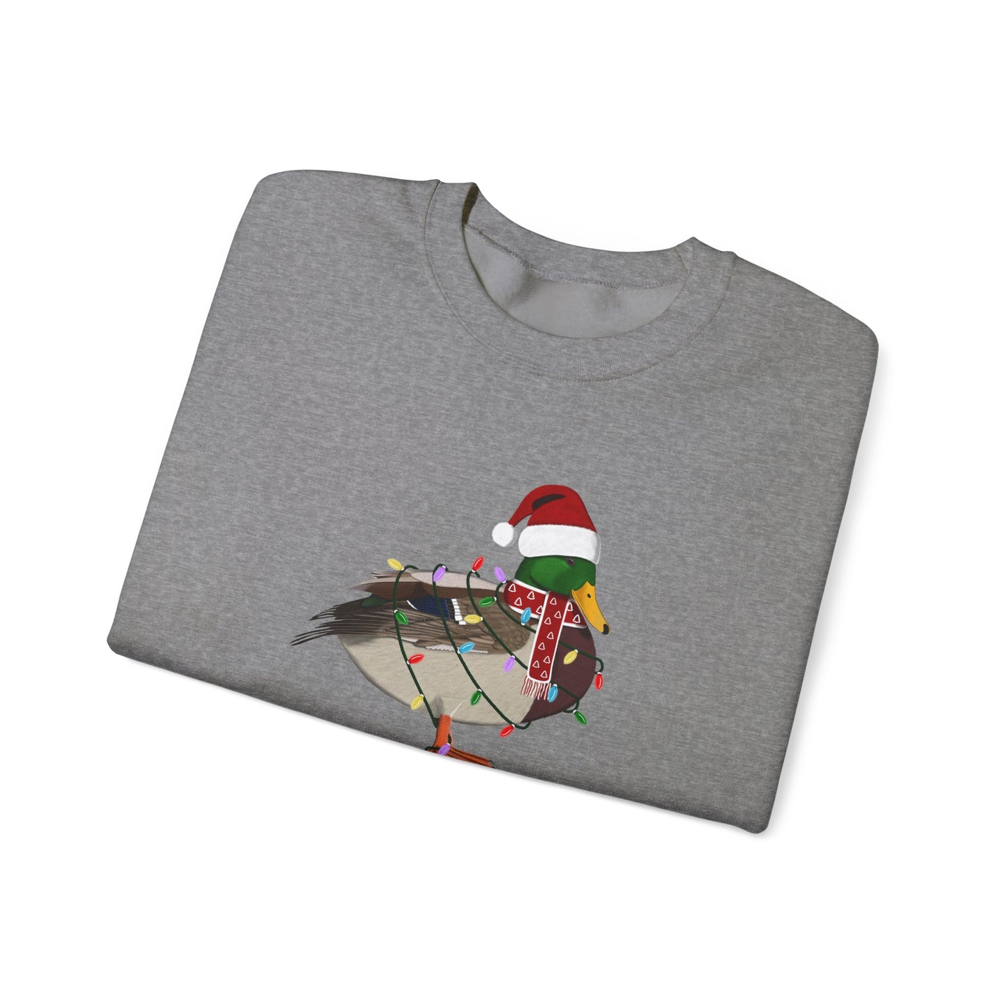 Mallard with Fairy Lights as Santa Happy Holidays Birdwatcher Christmas Bird Sweatshirt