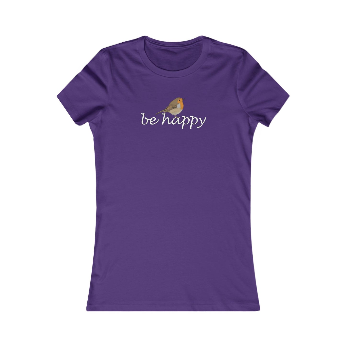 Rotkehlchen Be Happy Vogel Frauen T-Shirt für Vogelfreundinnen – Bird Graphic Tee,