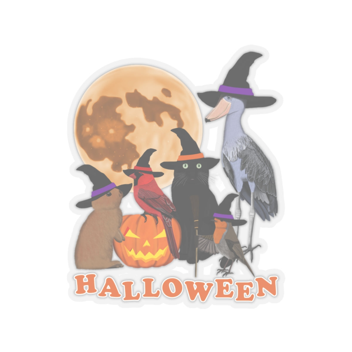 Cardinal, Shoebill and Robin Paper products – halloween bird sticker style