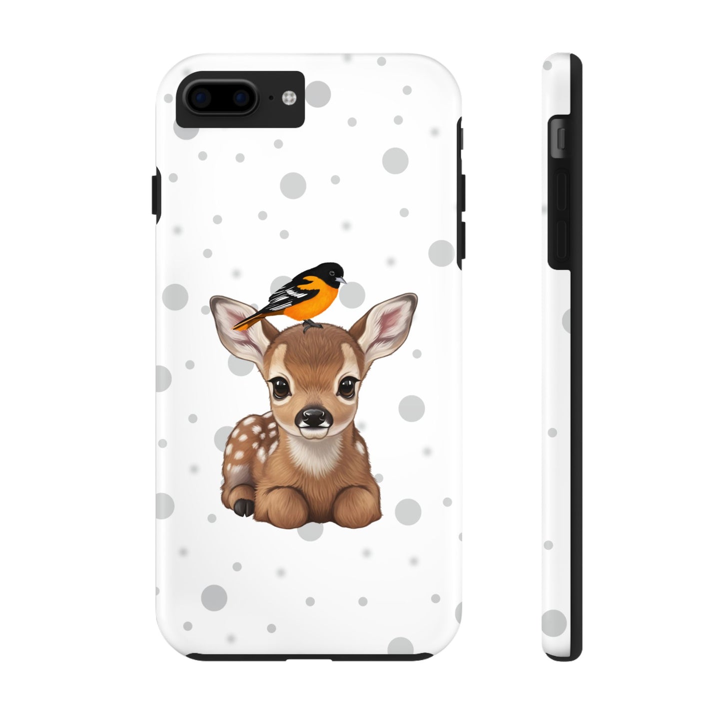 Cute Fawn with a Oriole Animal iPhone Case - Dual-Layer PC/TPU Protective Cover for iPhone