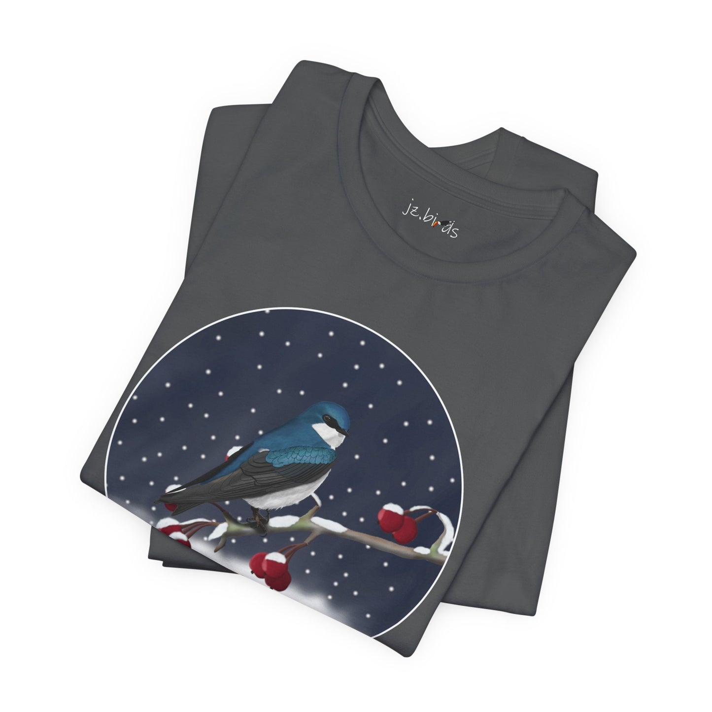 Tree Swallow on a Winter Branch Birdwatcher Christmas Bird T-Shirt