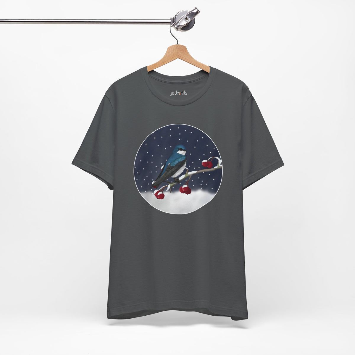 Tree Swallow on a Winter Branch Birdwatcher Christmas Bird T-Shirt