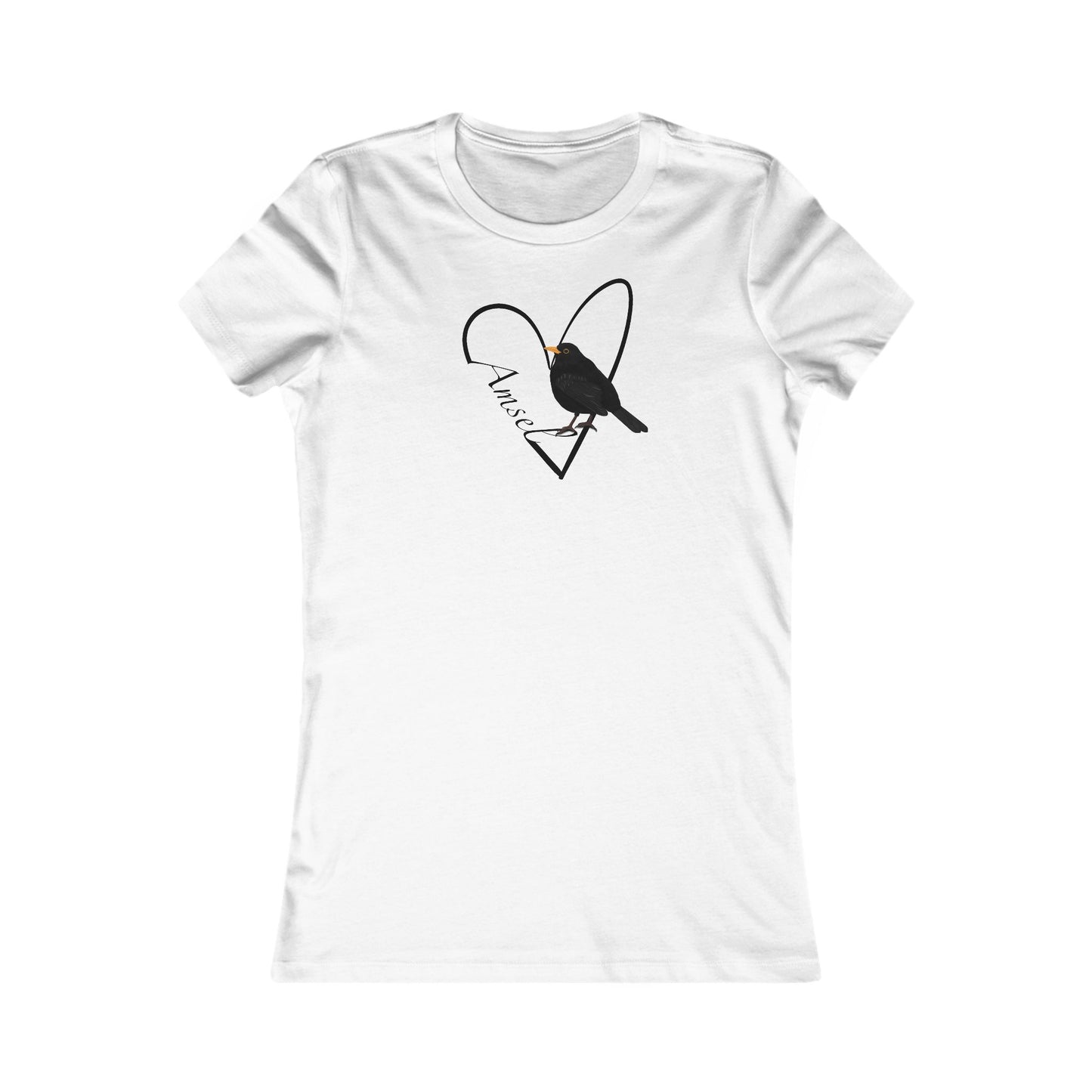 Amsel mit Herz Vogel Frauen T-Shirt für Vogelfreundinnen
