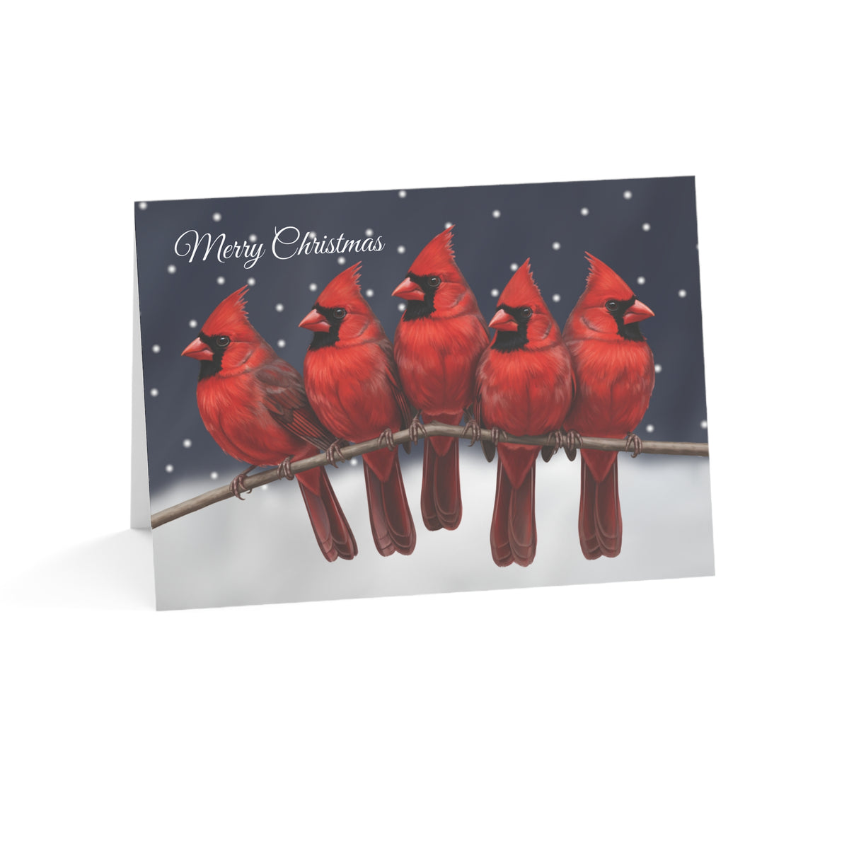 Cardinal Paper products – Cardinals Bird Art Premium Christmas Card 7x5" | Double-Sided Matte Holiday Greeting
