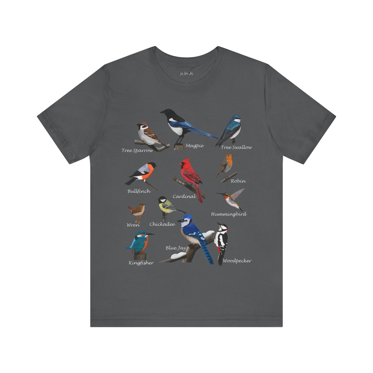 Garden Birds Blue Jay Cardinal Robin Chickadee Birding & Birdwatching Bird T-Shirt