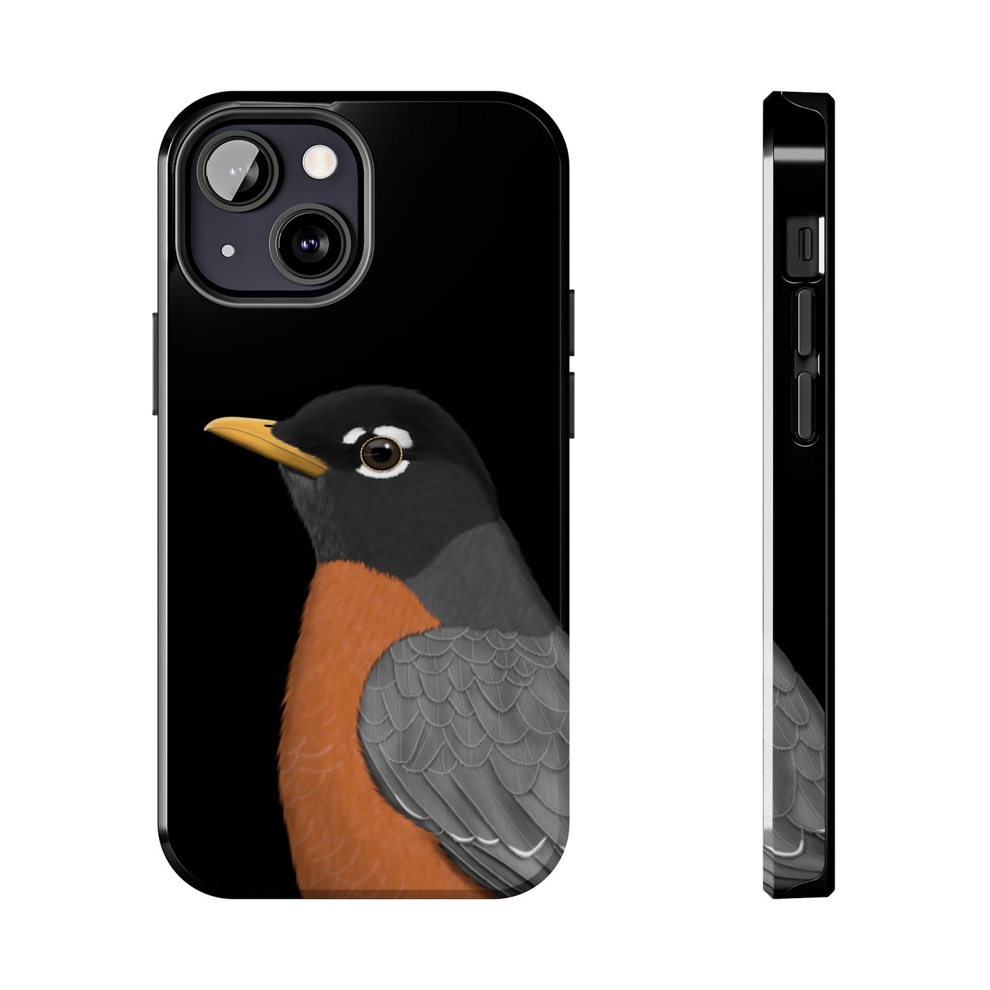 Robin Bird Art Tough Phone Case Black