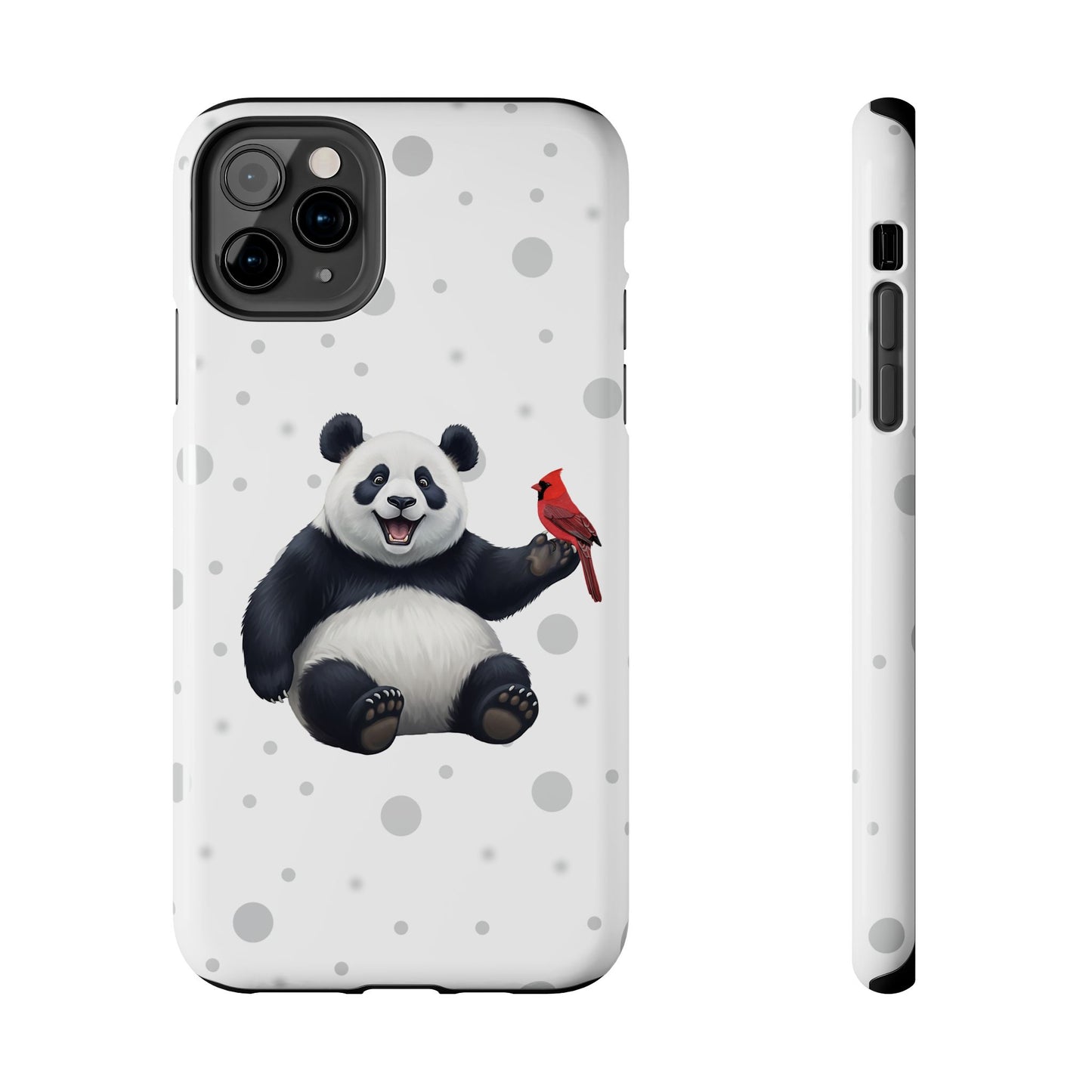 Cute Panda Bear with a Cardinal Animal iPhone Case - Dual-Layer PC/TPU Protective Cover for iPhone