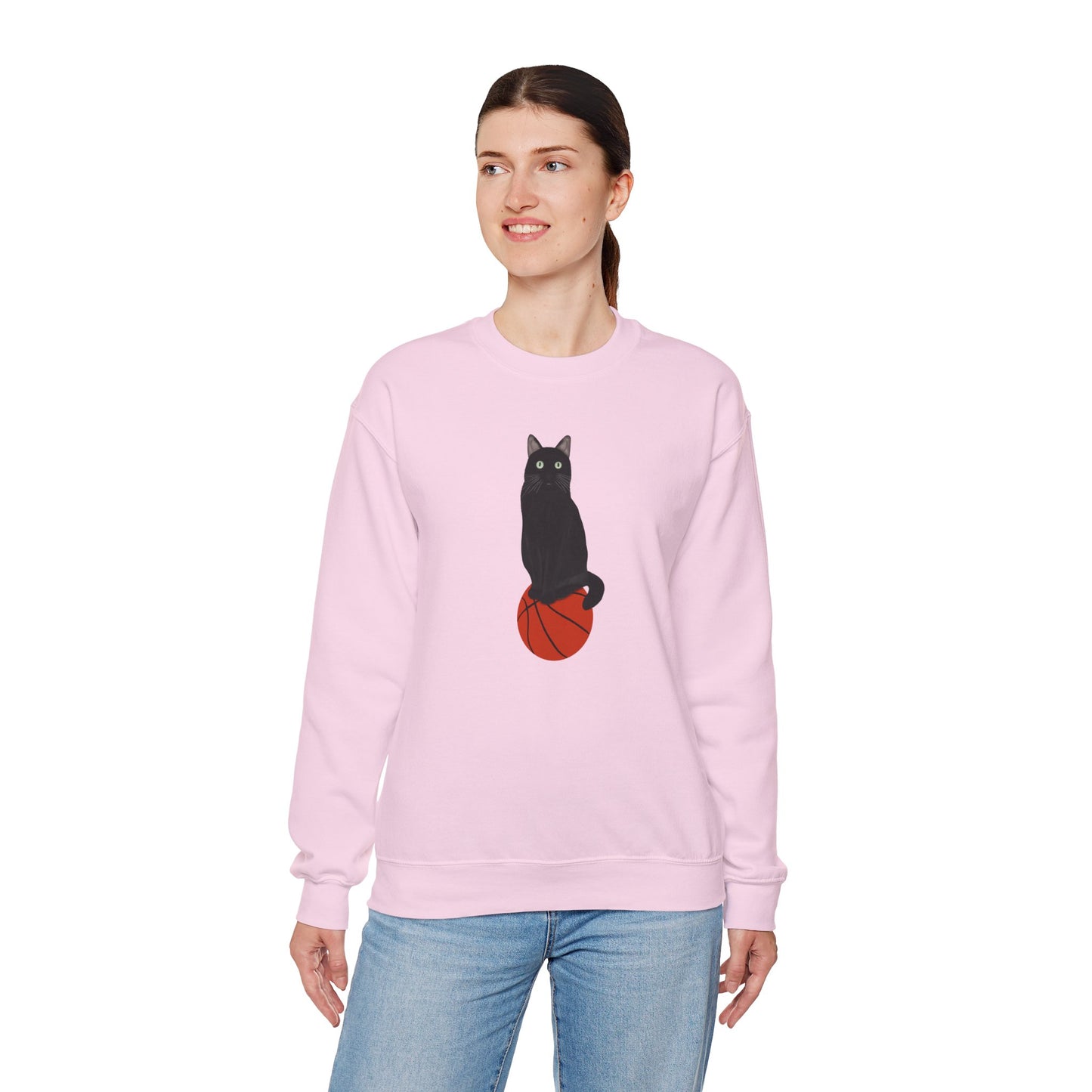 Black Cat with Basketball Cat Lover Sweatshirt