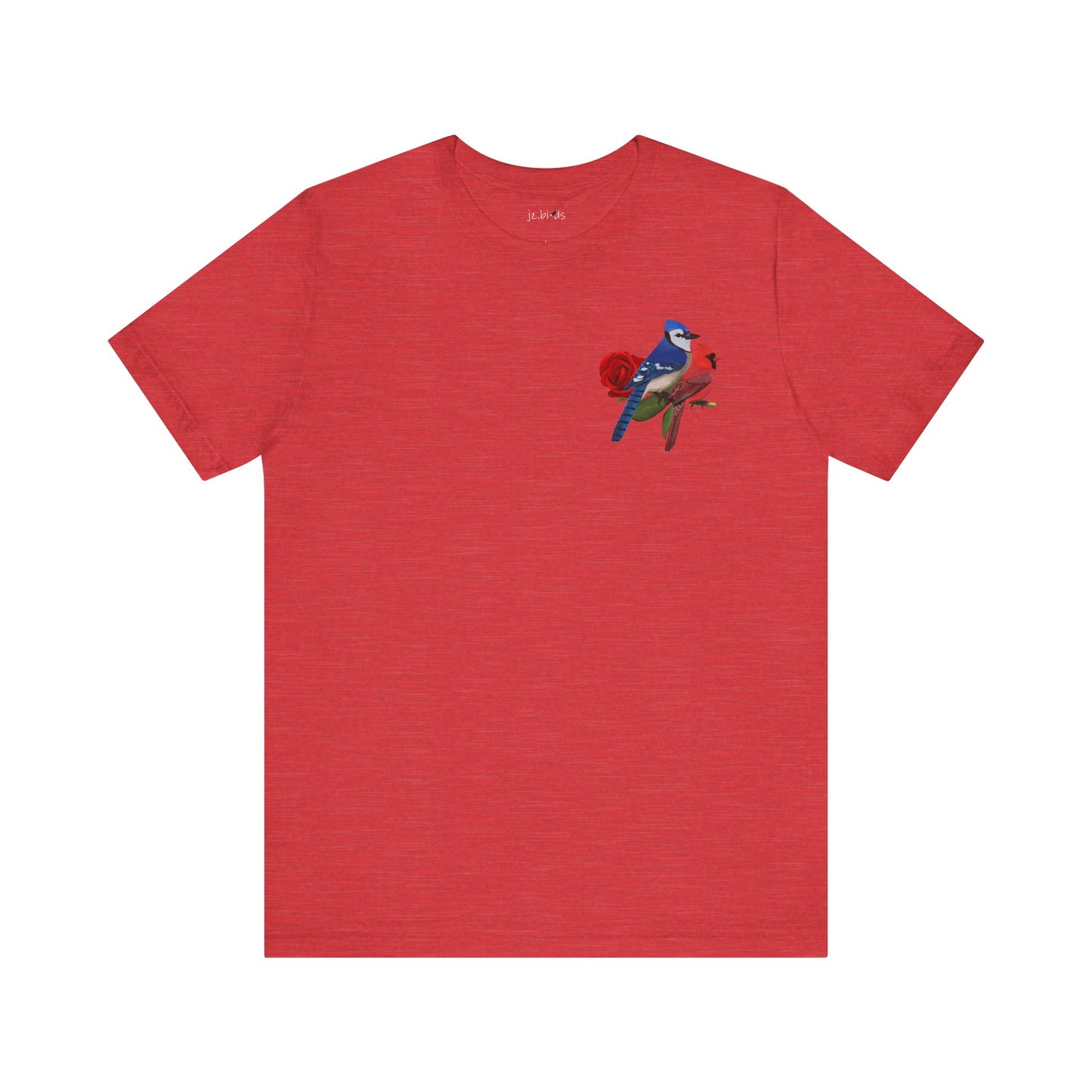 Valentine's Day Blue Jay Cardinal Birds on Rose T-Shirt