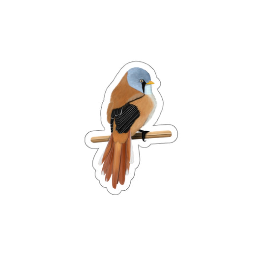 Bearded Reedling Bird Kiss-Cut Sticker