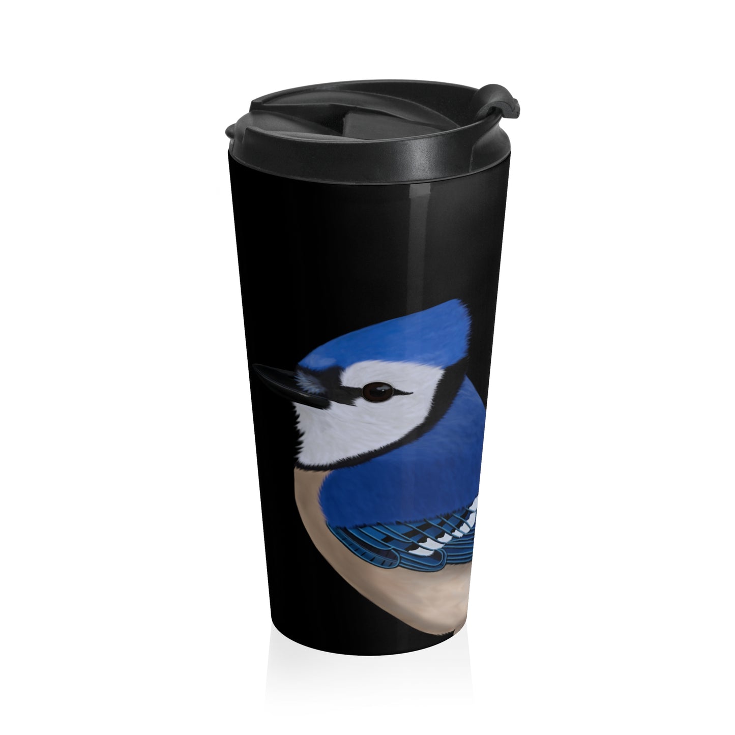 Blue Jay Bird Stainless Steel Travel Mug Tumbler Black 15oz
