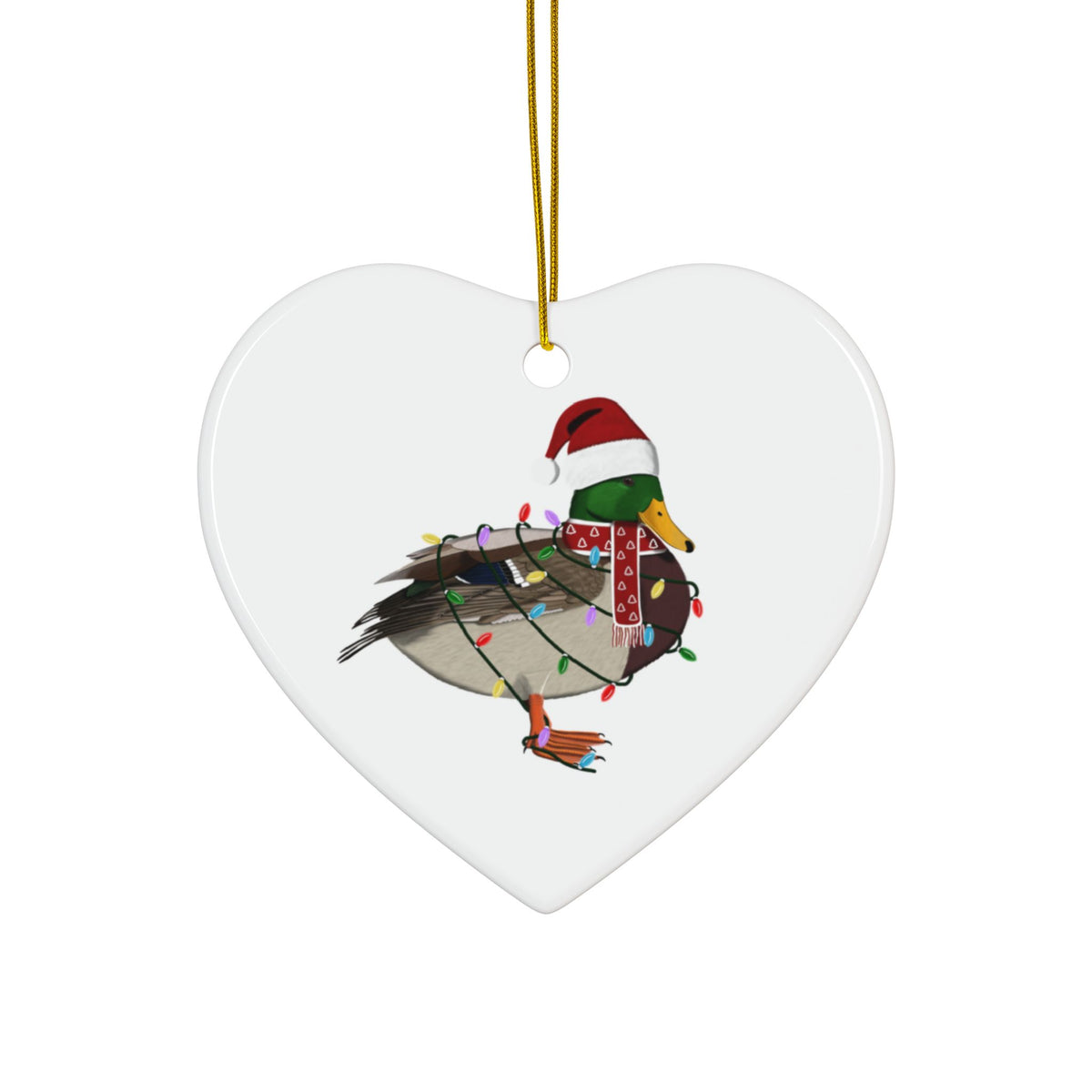 Mallard as Santa Ceramic Bird Christmas Ornament | Durable Double-Sided Lover Decor – Ornaments