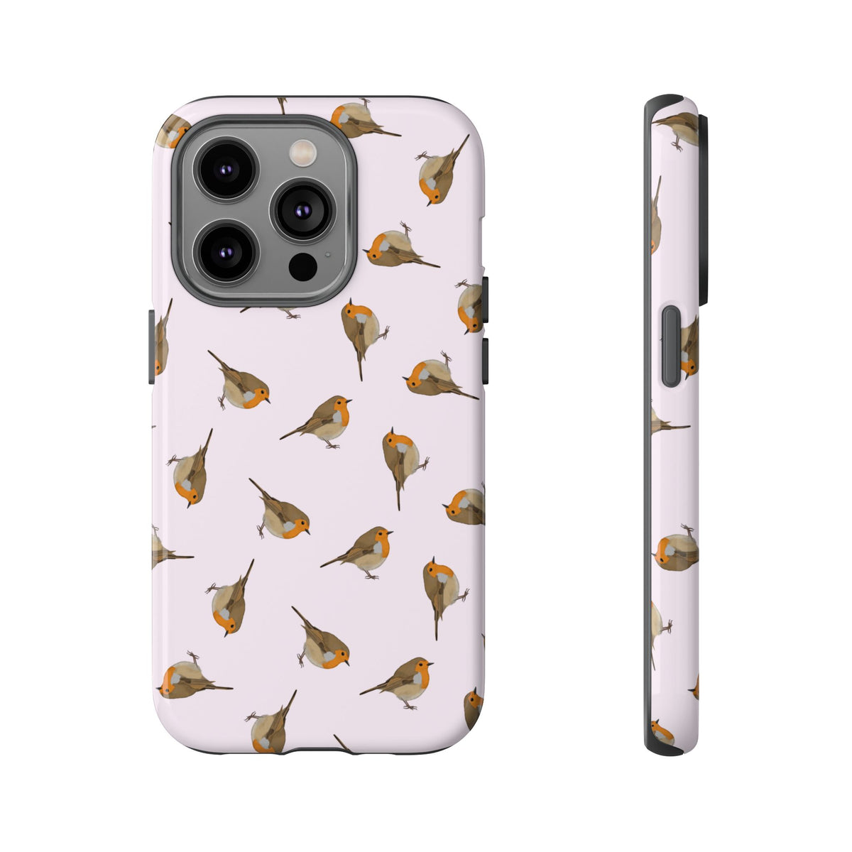 Funda para móvil con motivo de petirrojo en rosa | Motivo de pájaro para iPhone y Google Pixel