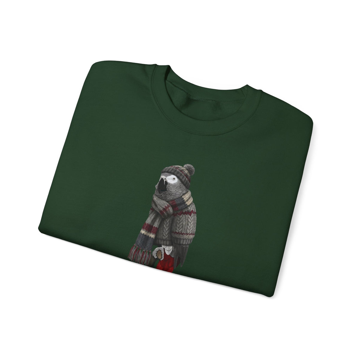 Grey Parrot Winter Sweatshirt | Bird Watcher Crewneck | Unisex Songbirds Wearing Knit Gift for Bird Lovers