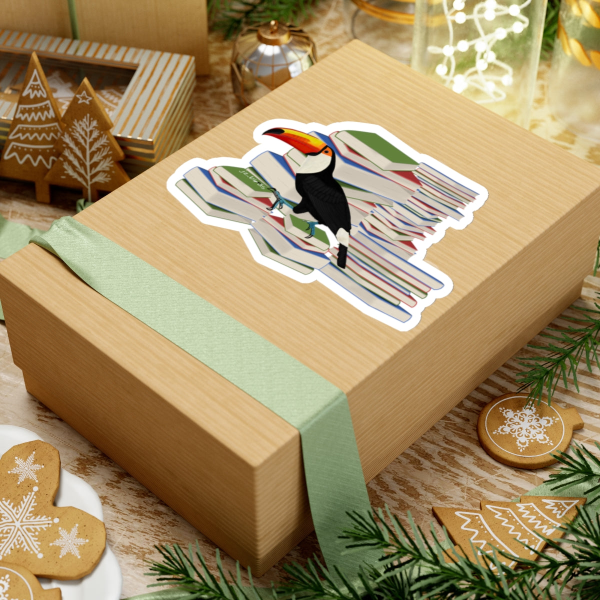 Toucan Bird and Books Birdlover Bookworm Sticker