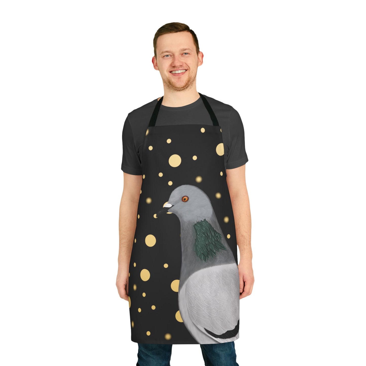 Pigeon Golden Dots Birdlover Bird Art Apron Black