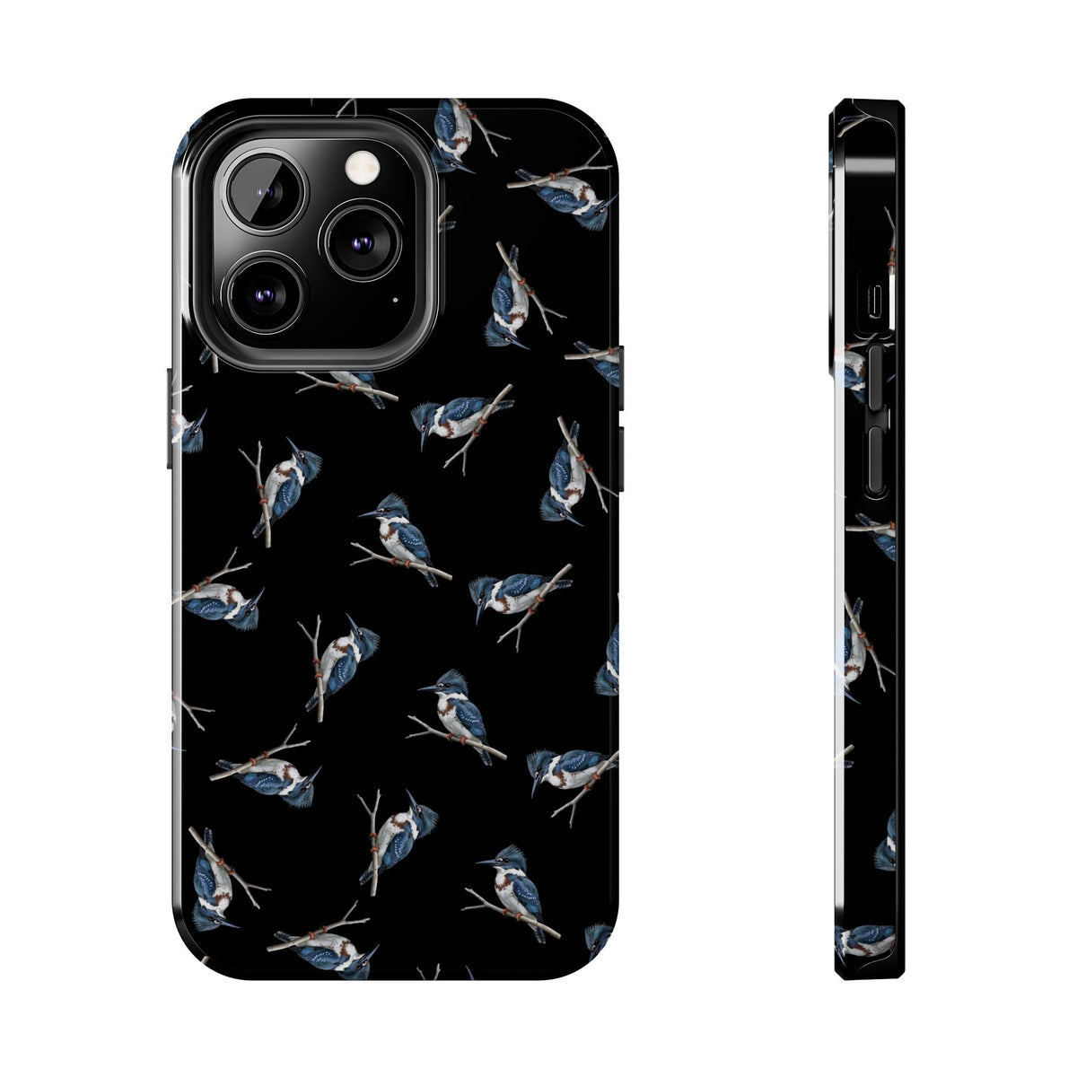 Belted Kingfisher iPhone Case Black – Premium Tough Phone Cover for Bird Lovers