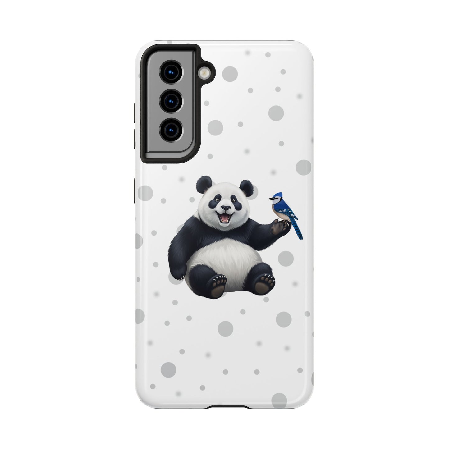Cute Panda Bear with a Blue Jay Animal iPhone Case - Dual-Layer PC/TPU Protective Cover for iPhone