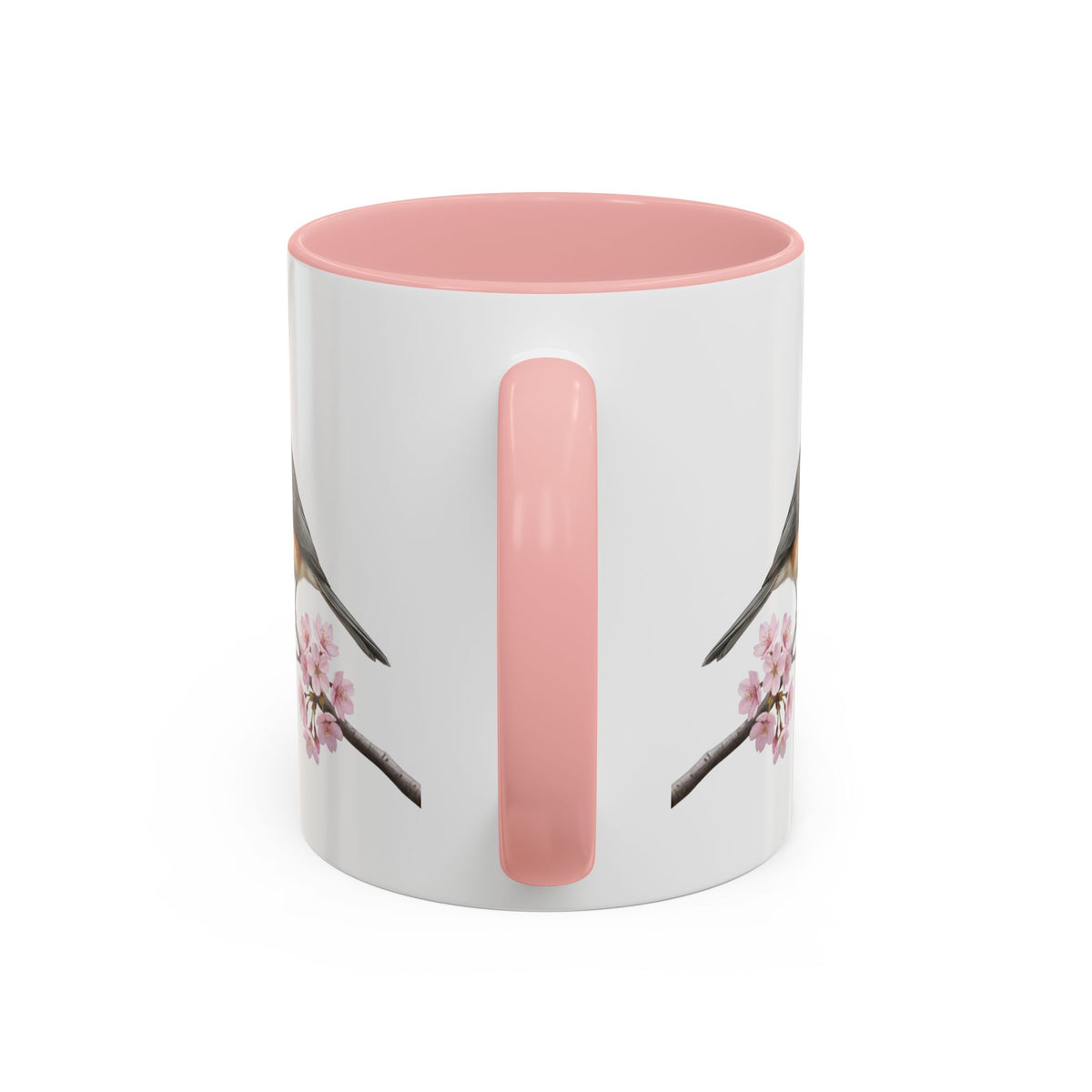 Tufted Titmouse Cherry Blossom Mug | Pink Ceramic Coffee Cup for Bird Lovers – 11oz,